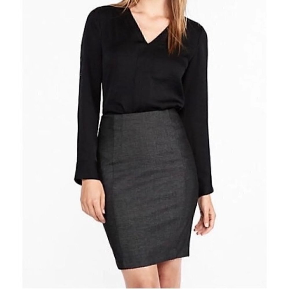 Vince Skirt 4 Mini Denim Stretch Charcoal Gray Luxury Office Work Professional